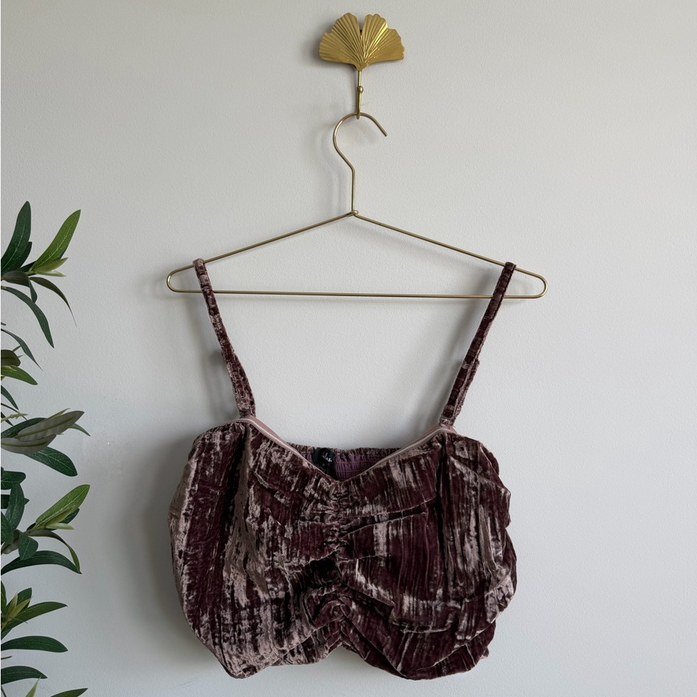 NWT Lulu’s Velvet Ruched Crop Camisole in Amethyst